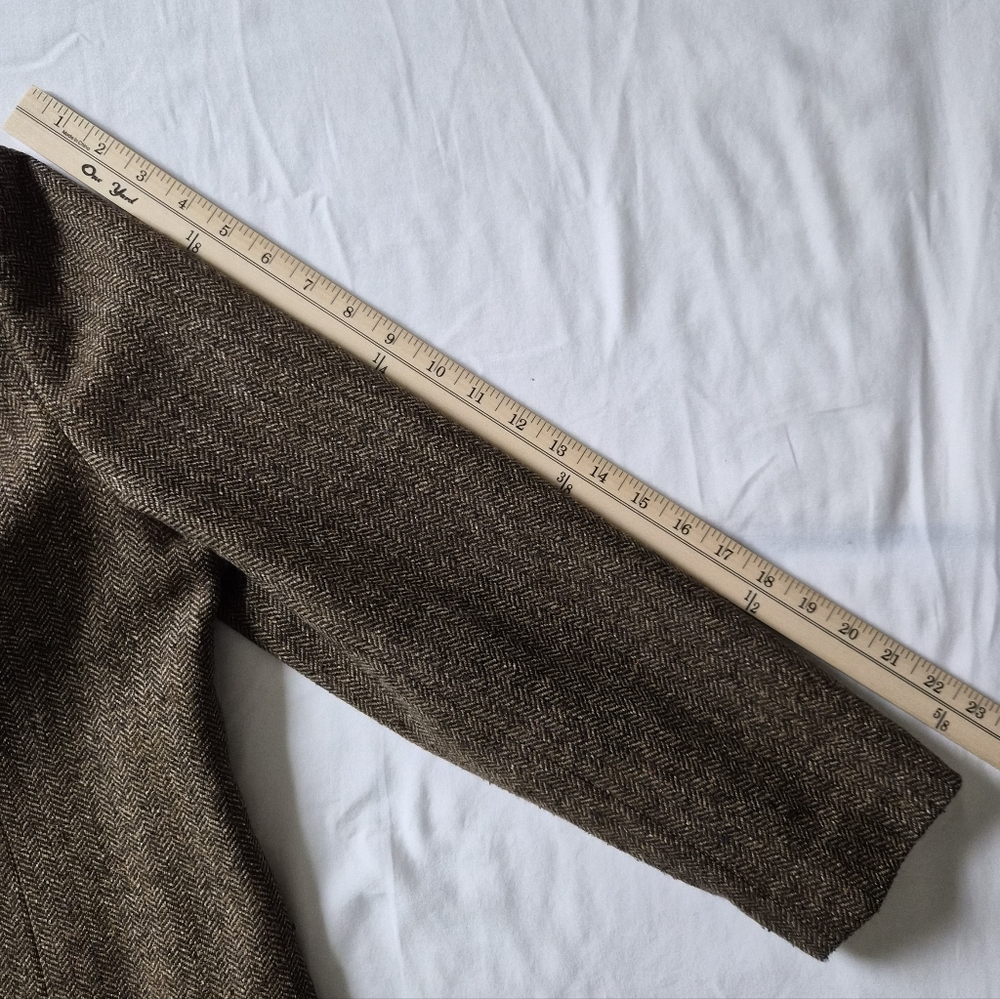 VTG Talbots Petite Italian Wool Silk Pantsuit | Brown Herringbone 2PC Set | 14P - Picture 16 of 16